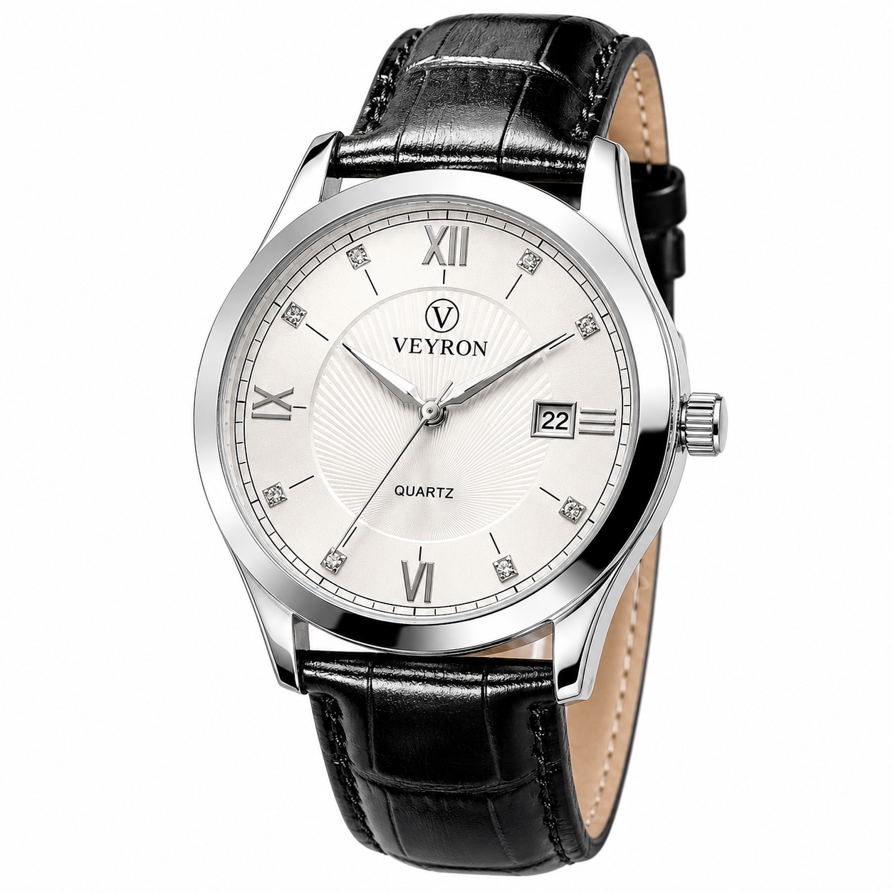 Veyron Alaric steel watch with diamond hour markers