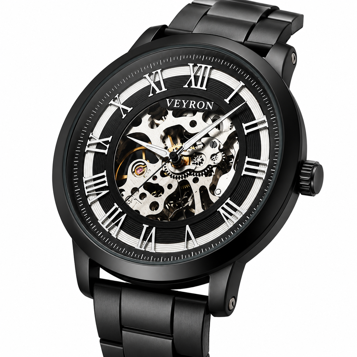 Veyron Corvus automatic skeleton watch with exhibition case back