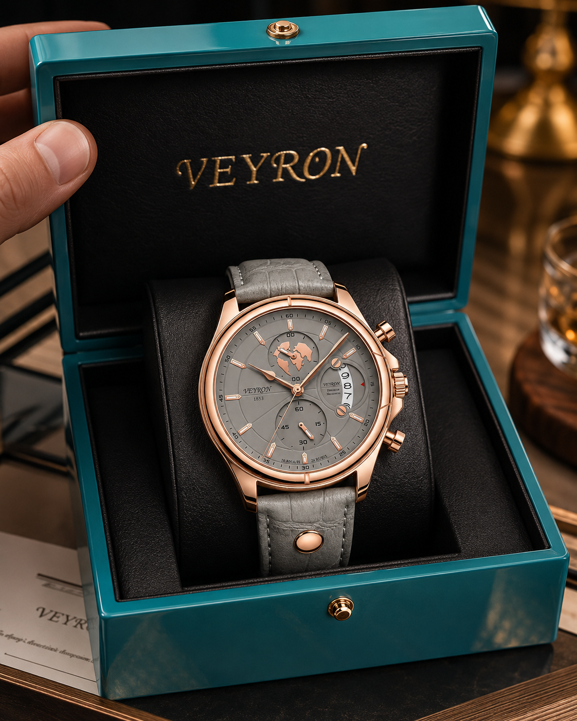 Veyron Clovis chronograph watch – angle view