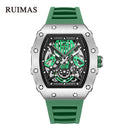 Steel shell black room green surface green silicone band