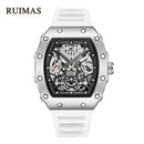 Steel shell black space white surface white silicone band