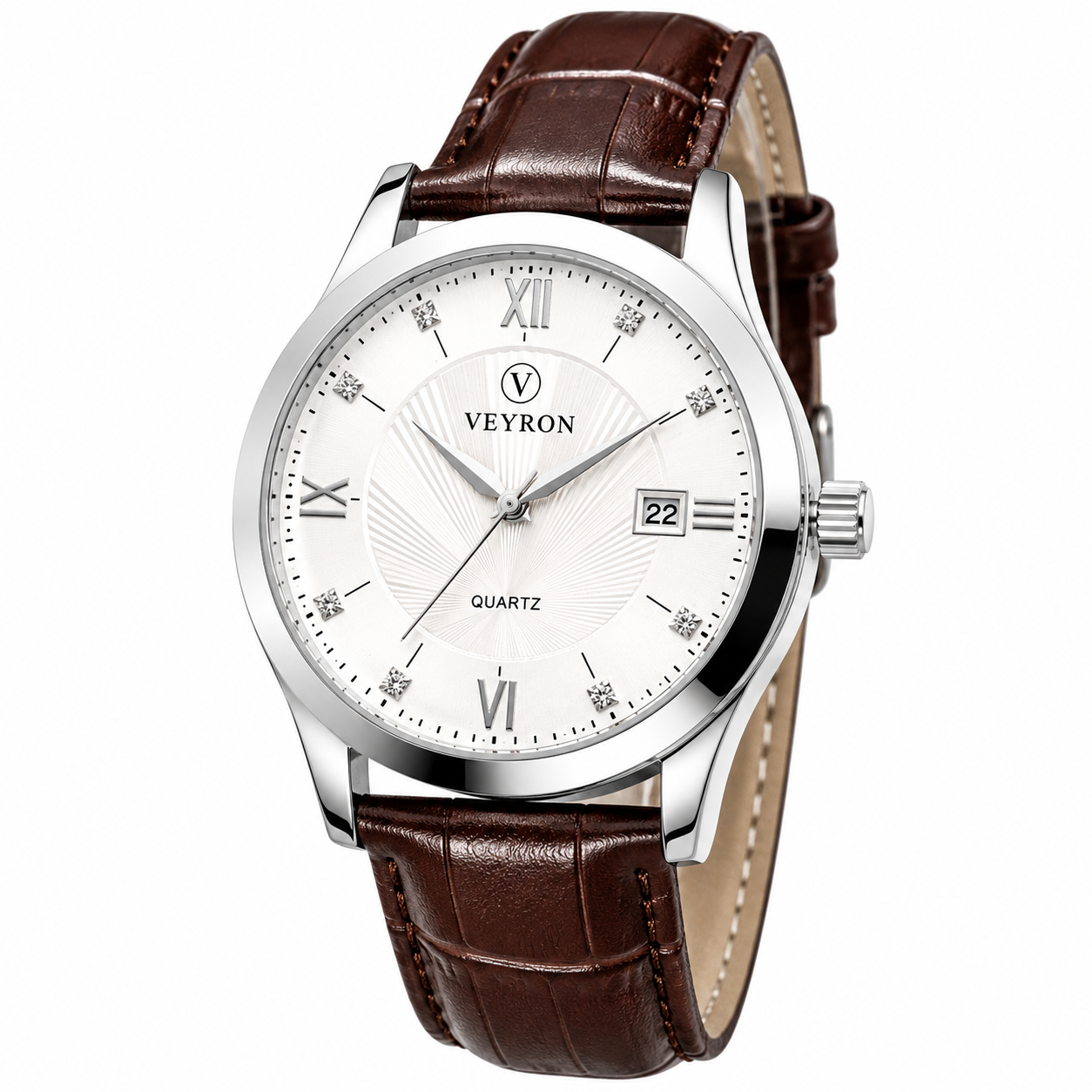 Veyron Alaric steel watch with diamond hour markers