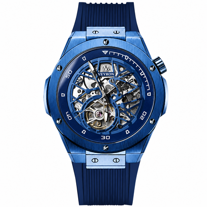 Veyron Brennus skeleton chronograph watch with rubber strap