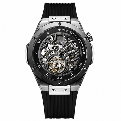 Veyron Brennus skeleton chronograph watch with rubber strap