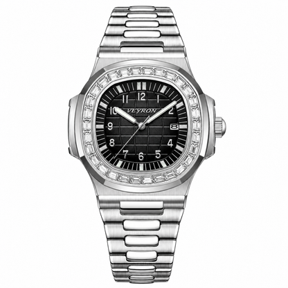 Veyron Cassius integrated bracelet watch with crystal-set bezel