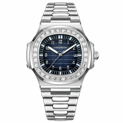 Veyron Cassius integrated bracelet watch with crystal-set bezel