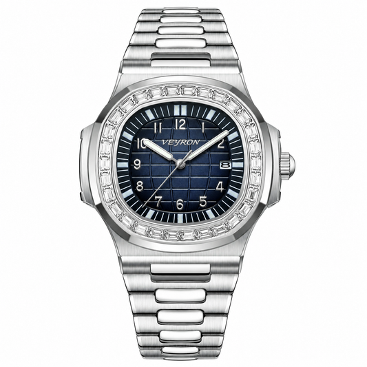 Veyron Cassius integrated bracelet watch with crystal-set bezel