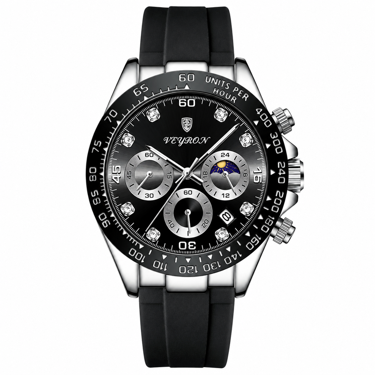 Veyron Cato chronograph watch with diamond hour markers