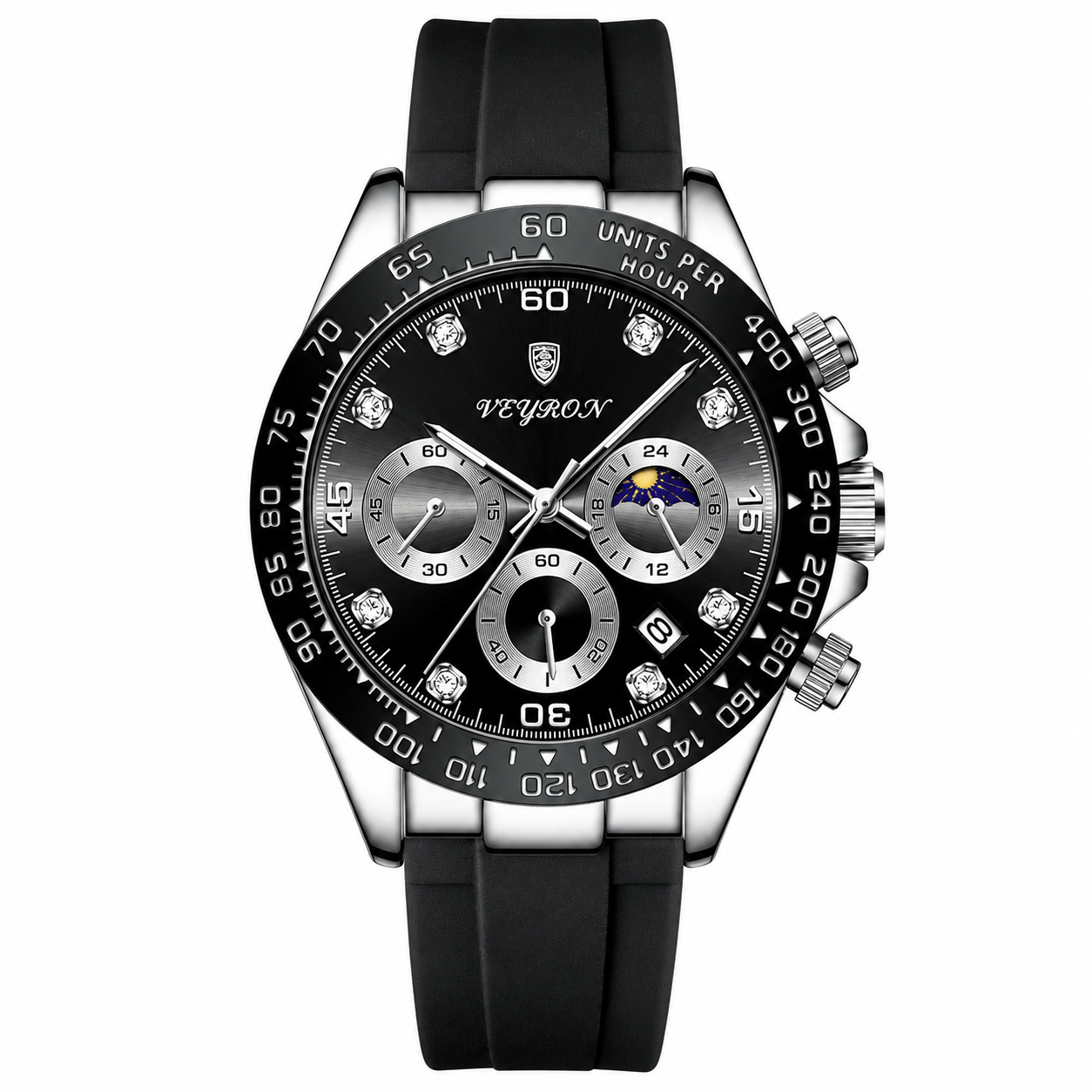 Veyron Cato chronograph watch with diamond hour markers