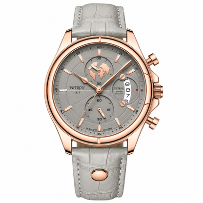 Veyron Clovis rose gold world-timer chronograph watch