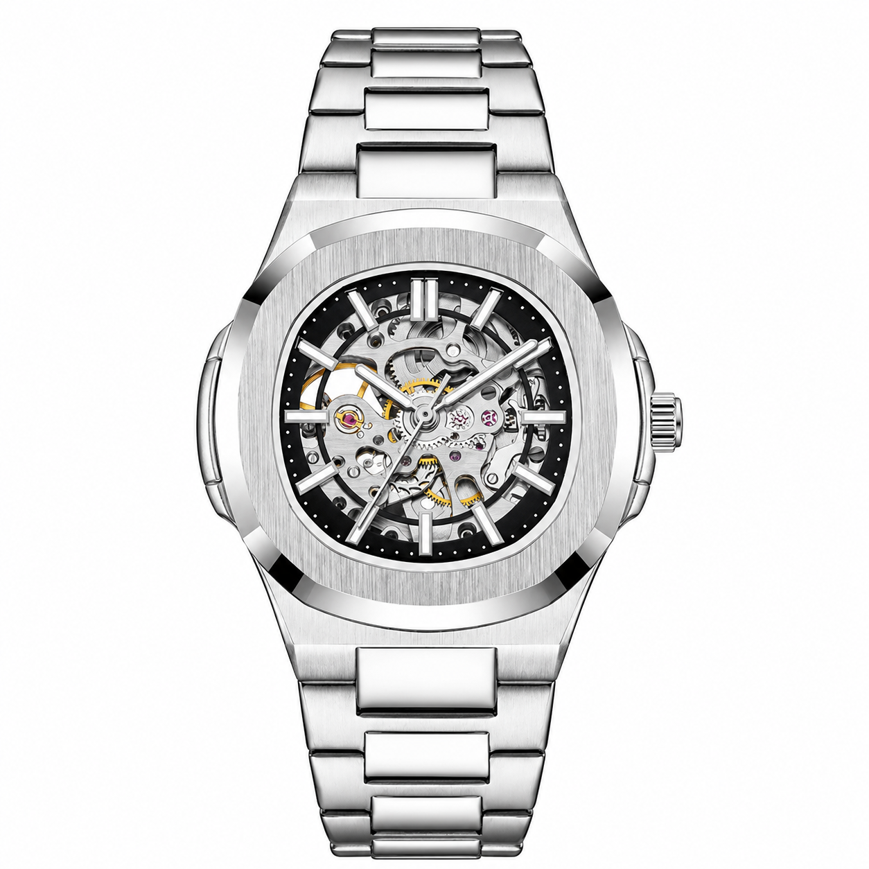 Veyron Corvus automatic skeleton watch with exhibition case back