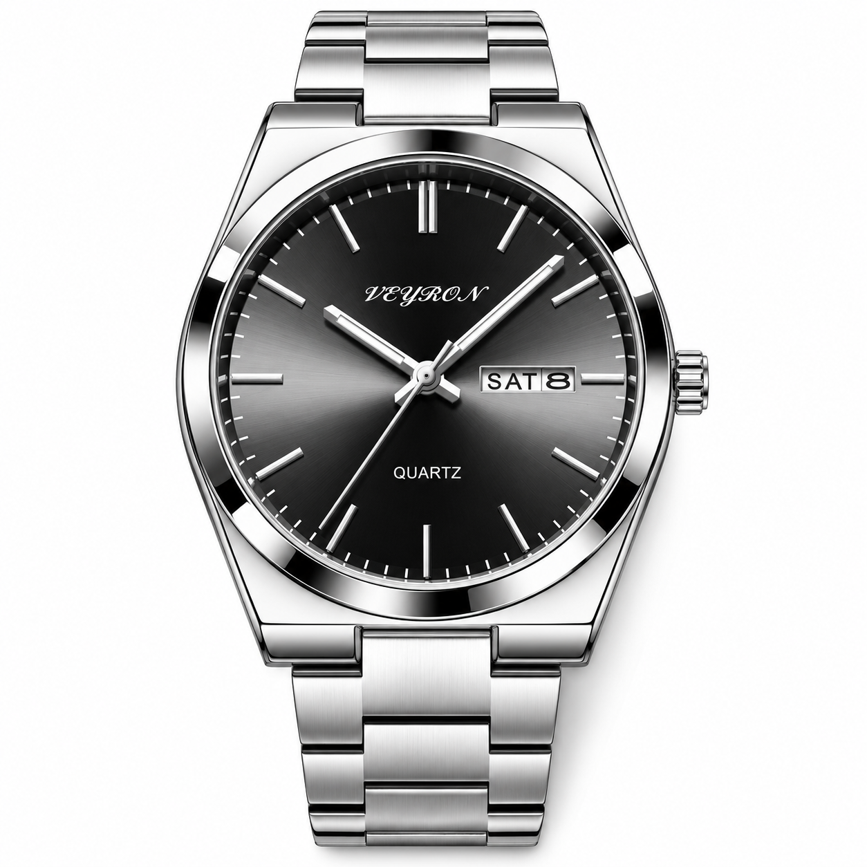 Veyron Hadrian dress watch with day-date window and jubilé bracelet
