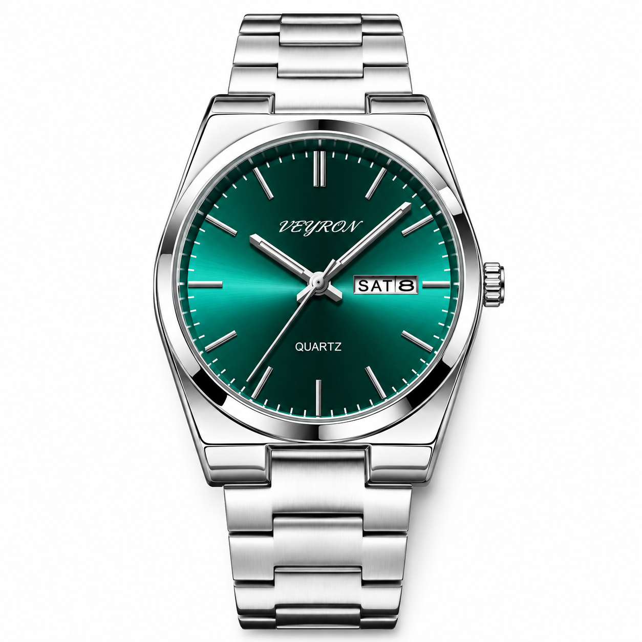 Veyron Hadrian dress watch with day-date window and jubilé bracelet