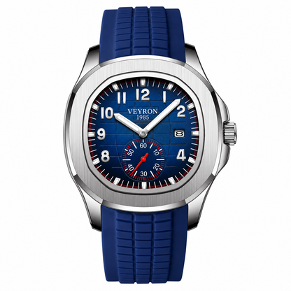 Veyron Leoric cushion chronograph watch with rubber strap