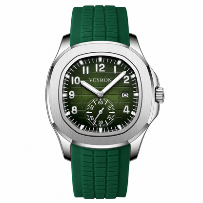 Veyron Leoric cushion chronograph watch with rubber strap