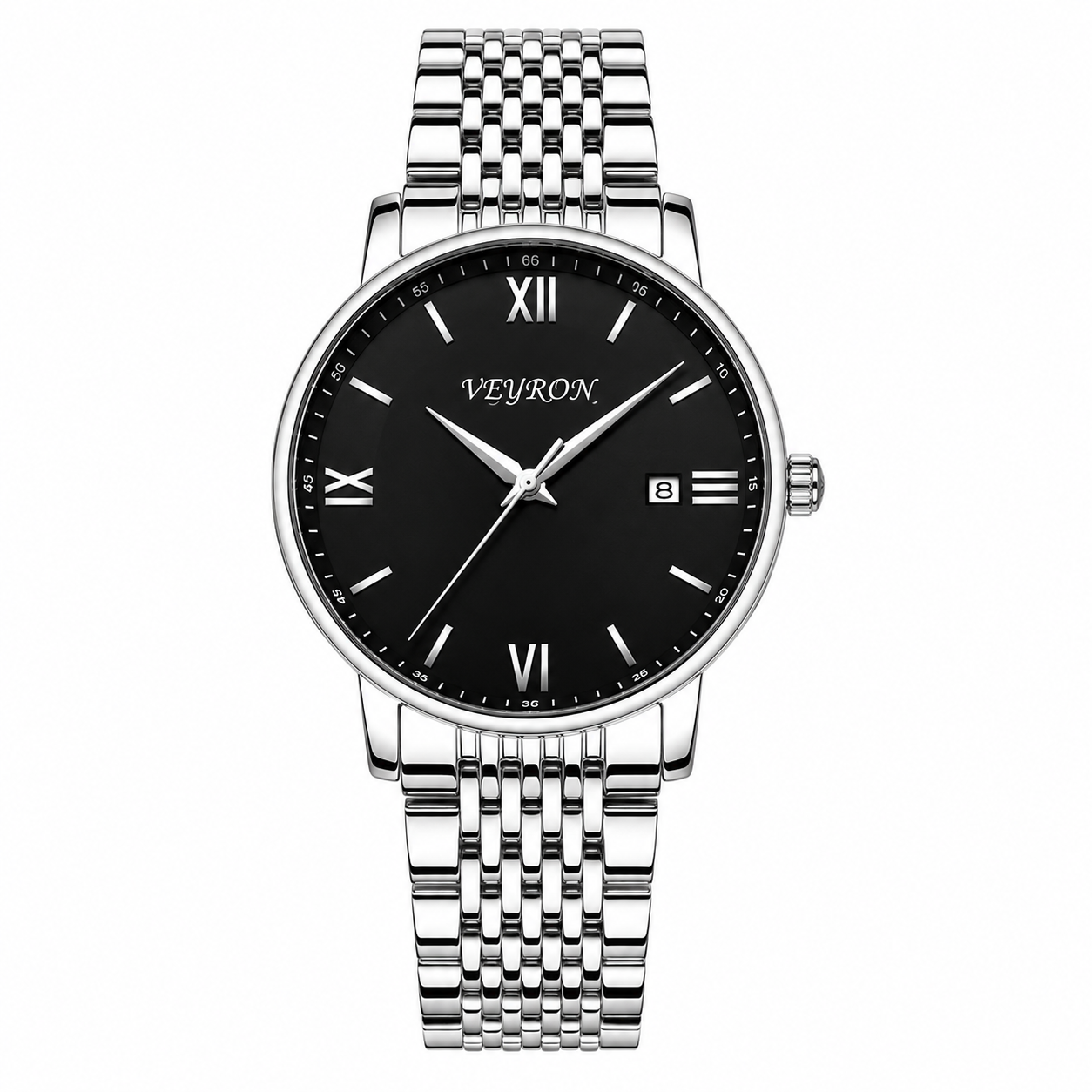 Veyron Marcen blue sunburst dial watch with steel bracelet