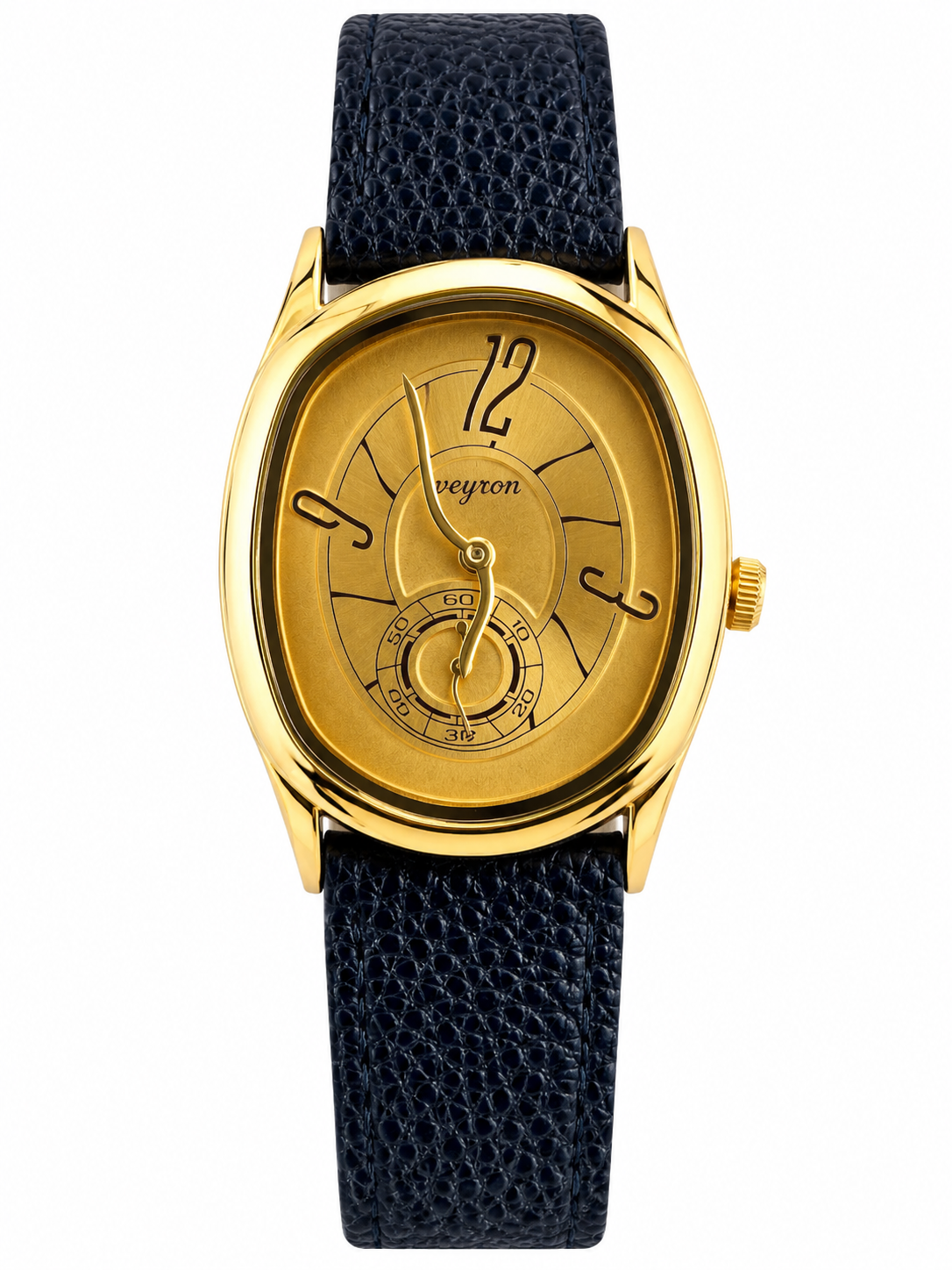 VEY 007 — men's automatic cushion case watch, Cognac dial, leather strap