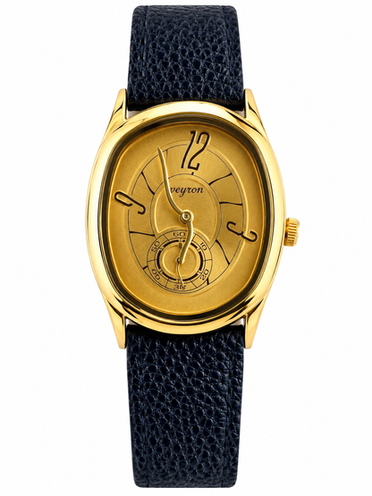 Veyron Nerva cushion case watch with leather strap, Cognac dial