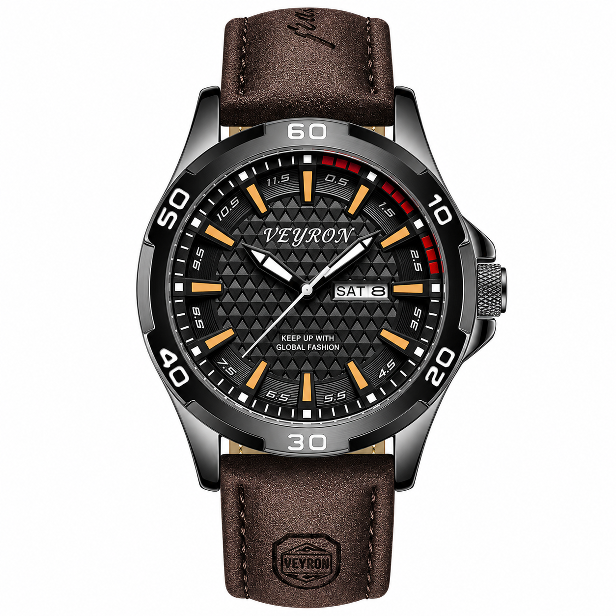 Veyron Osric field-style watch with leather strap