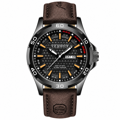 Veyron Osric field-style watch with leather strap