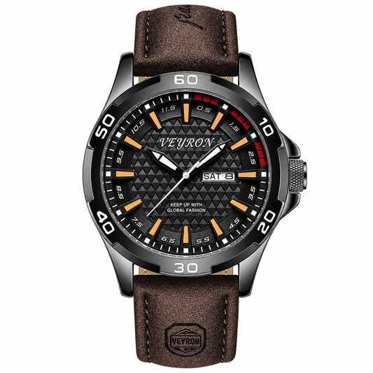 Veyron Osric field-style watch with leather strap