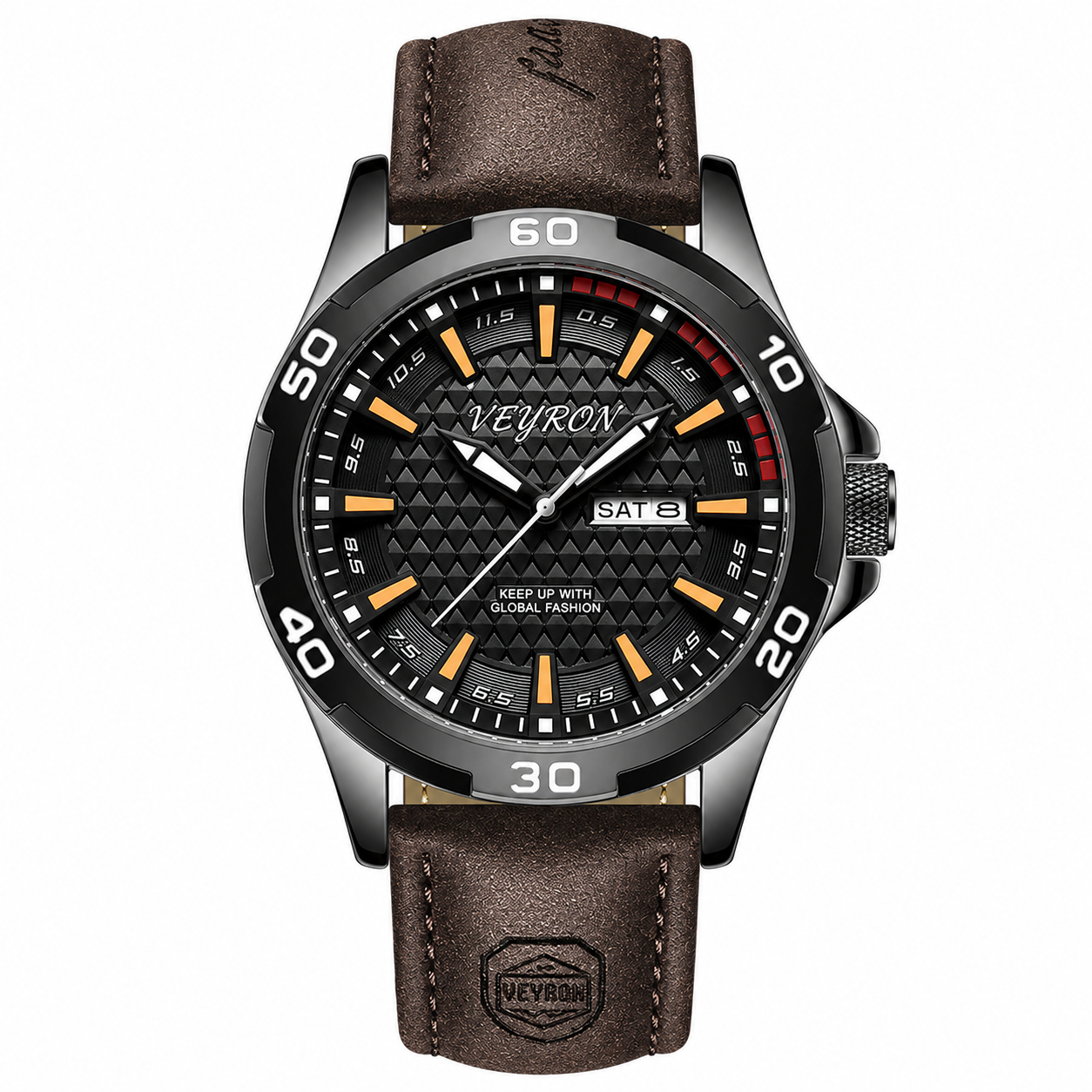 Veyron Osric field-style watch with leather strap