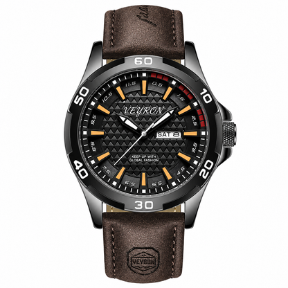 Veyron Osric field-style watch with leather strap