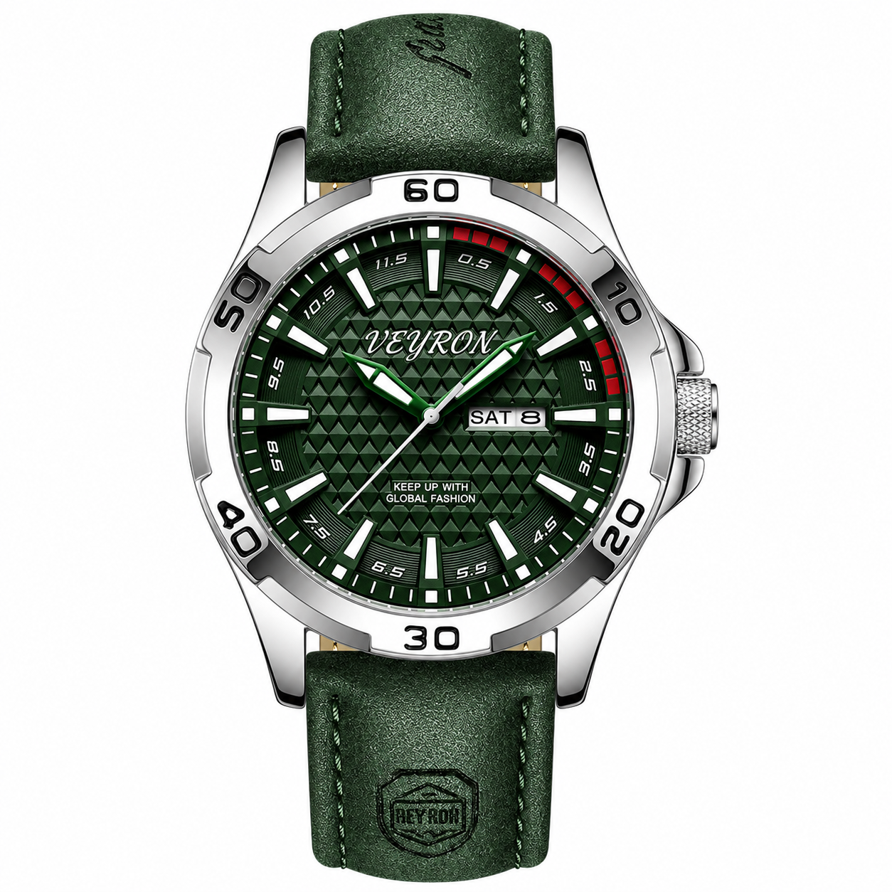 Veyron Osric field-style watch with leather strap