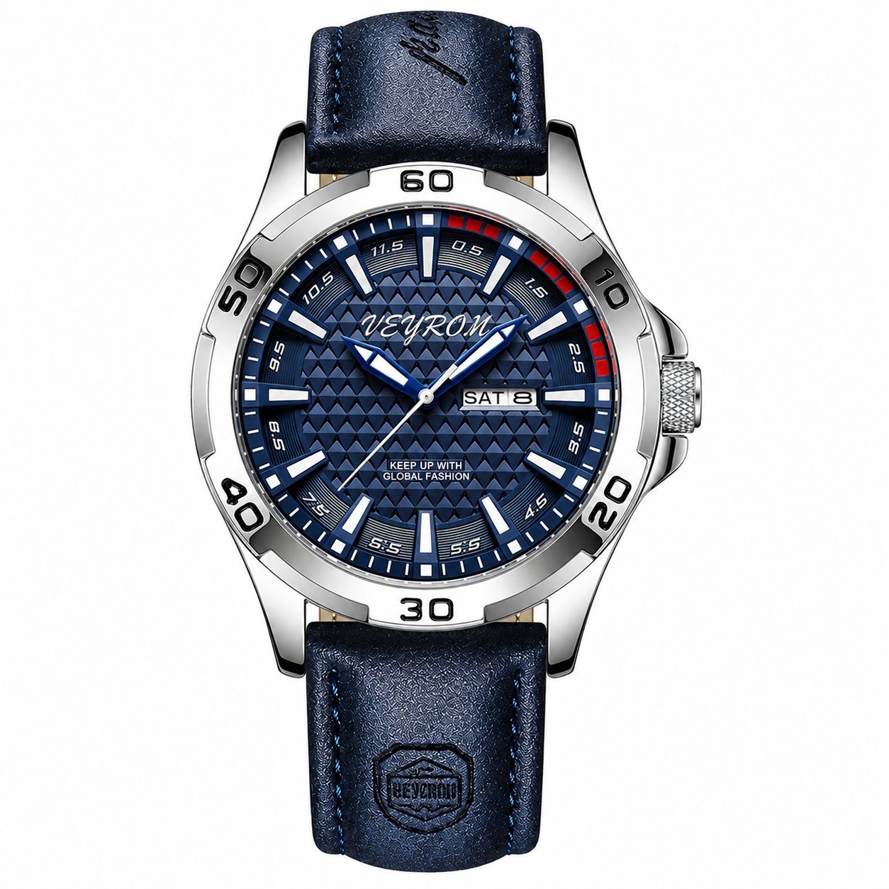 Veyron Osric field-style watch with leather strap