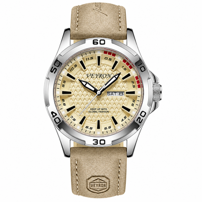 Veyron Osric field-style watch with leather strap