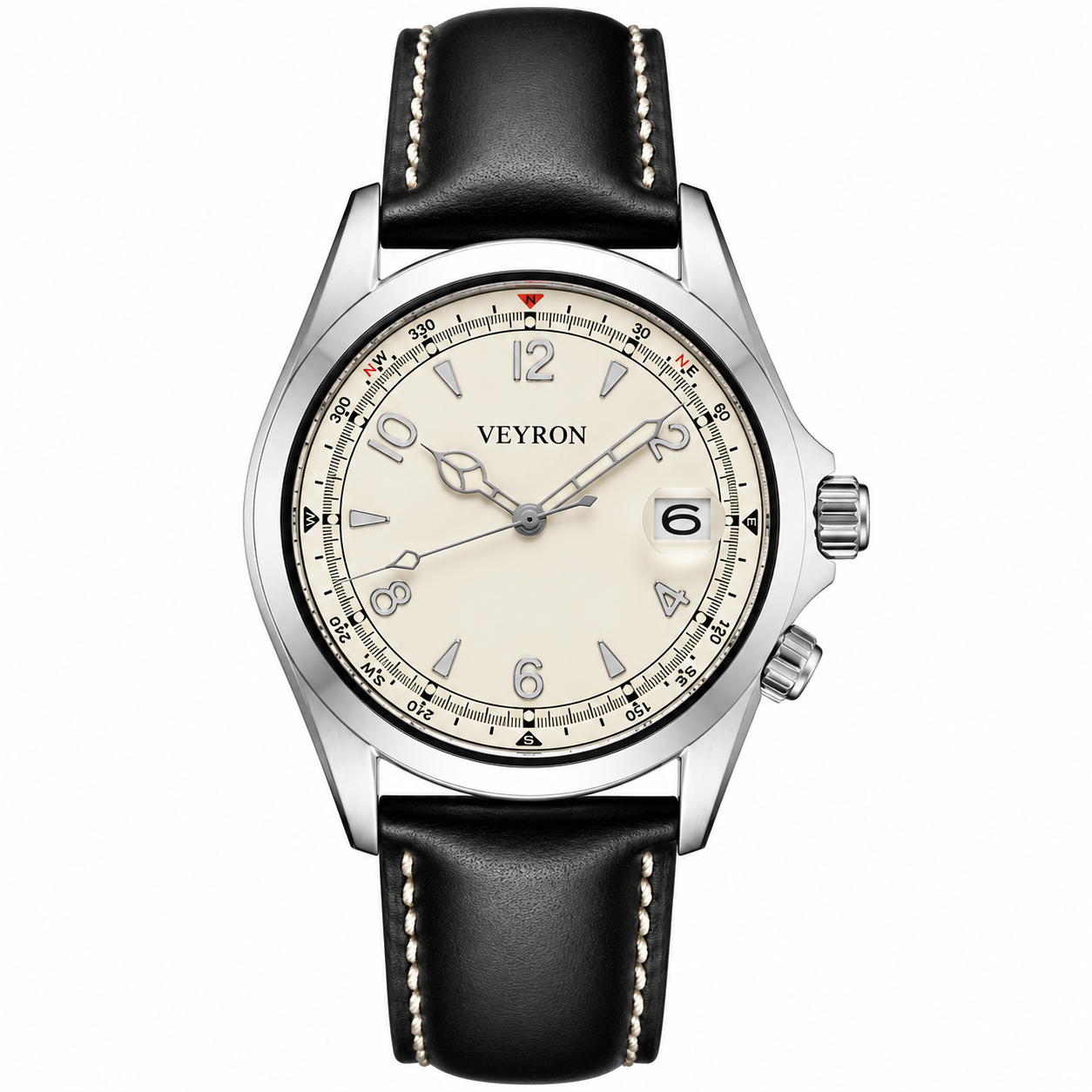 Veyron Roderic vintage pilot-style watch with compass bezel