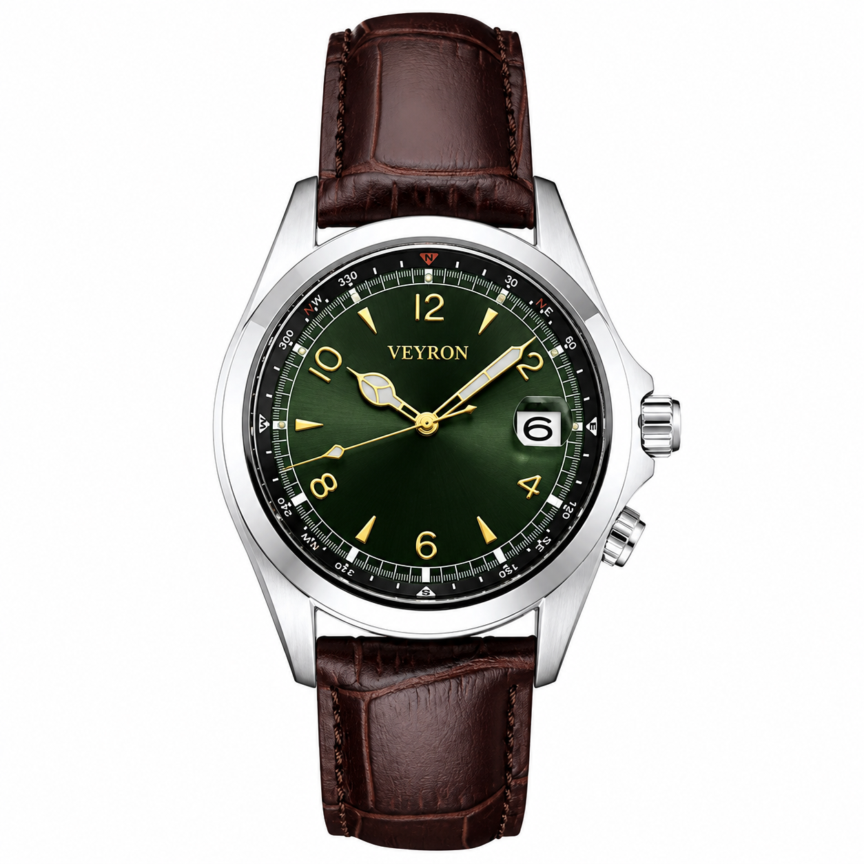 Veyron Roderic vintage pilot-style watch with compass bezel