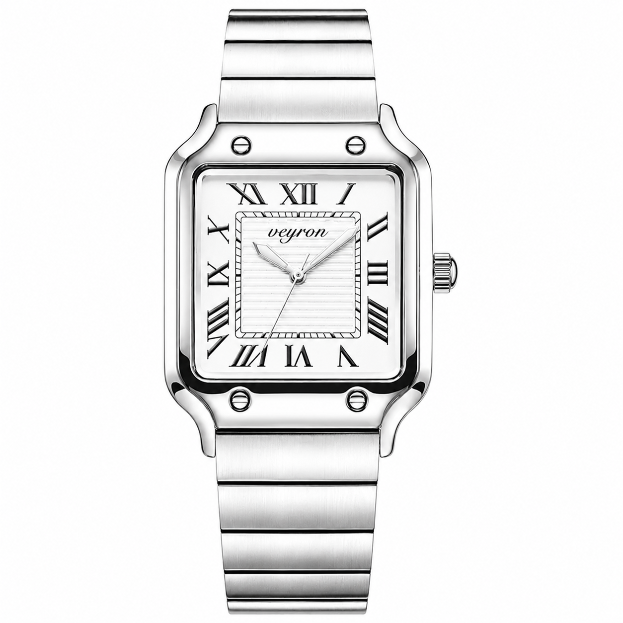 Veyron Scipio square case watch with integrated bracelet