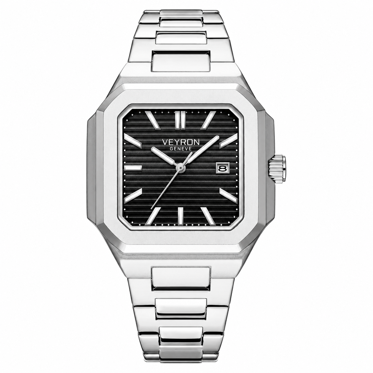 Veyron Titus integrated bracelet watch, square case