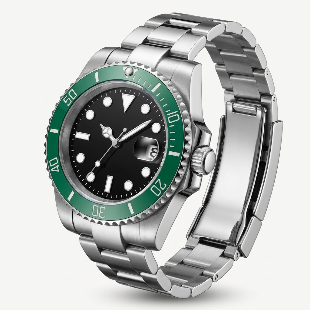 VEY 010 diver watch stainless steel bracelet — front view