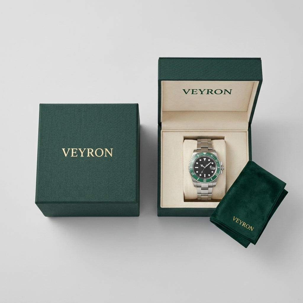 VEY 010 steel diver watch with rotating bezel — dial detail