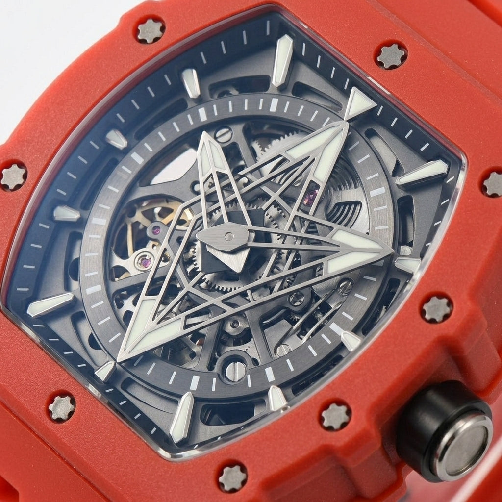 VEY 014 men's curved case watch — dial detail