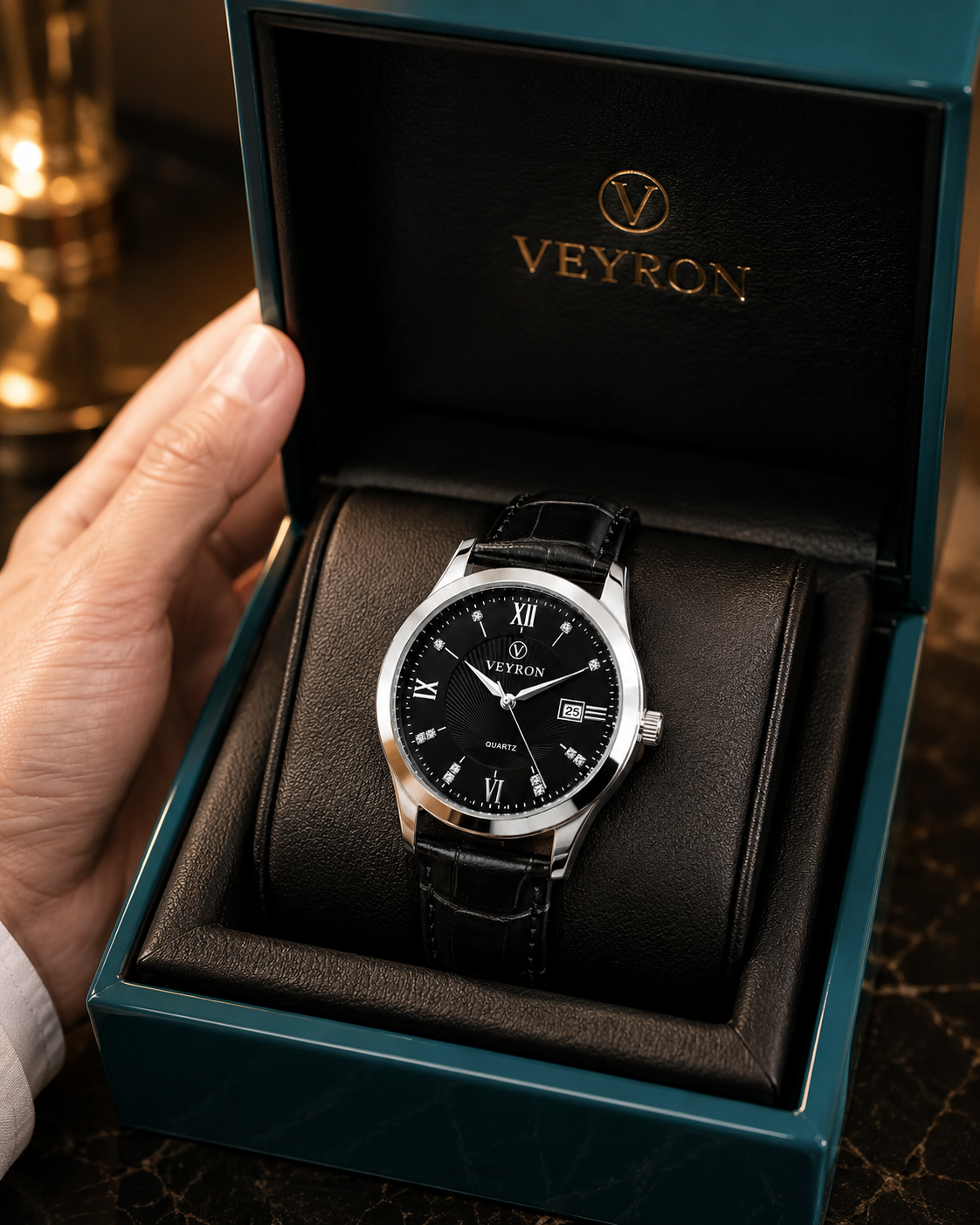 Veyron Alaric diamond-marker watch – three-quarter angle