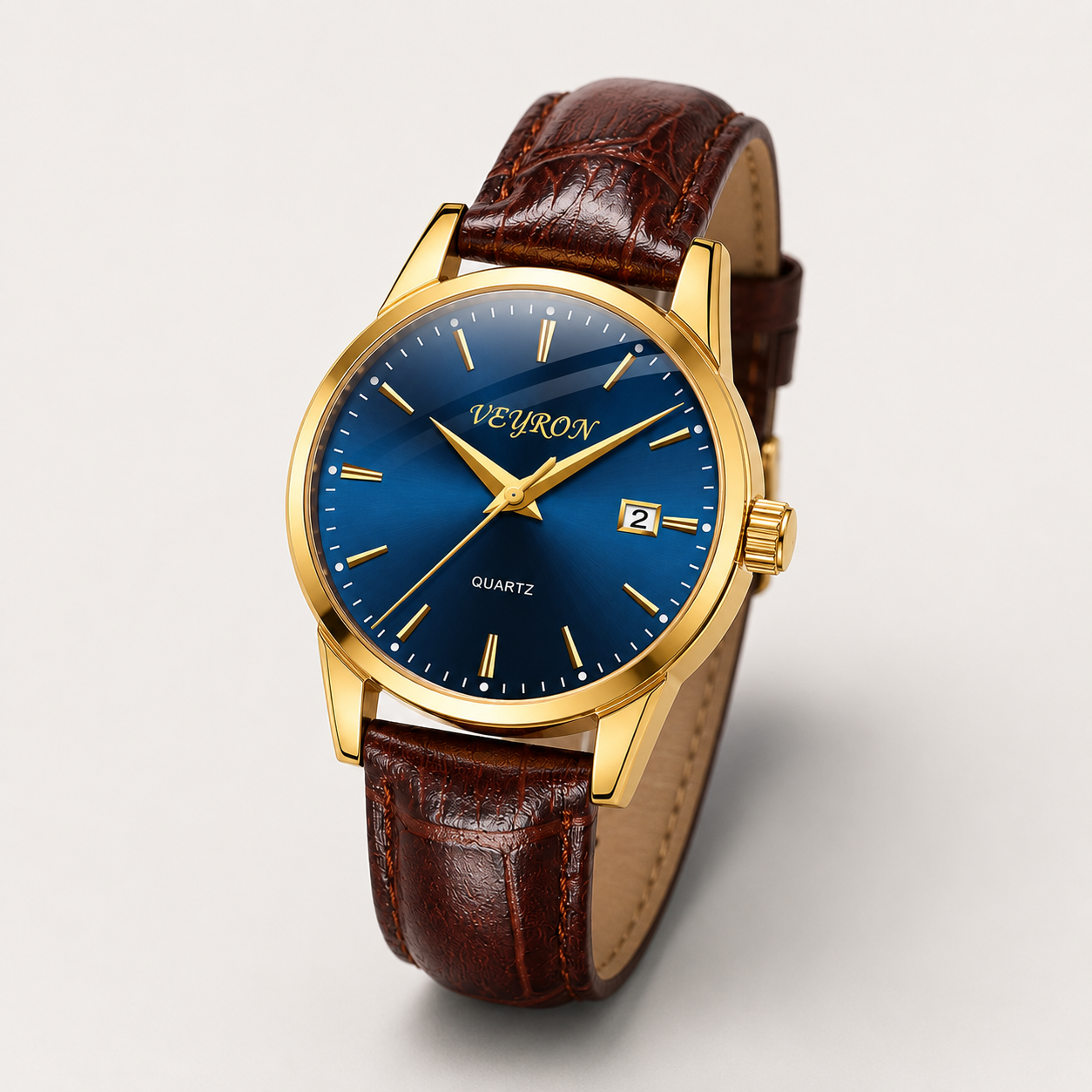 Veyron Aldric gold-tone dress watch – front dial view