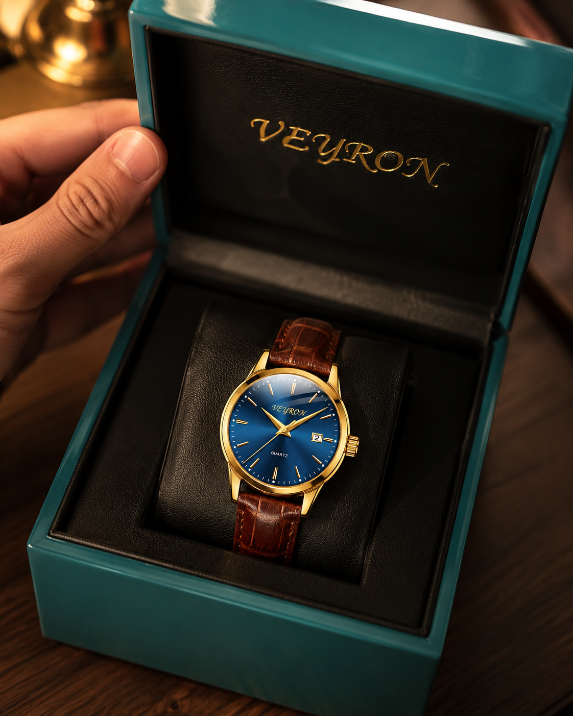 Veyron Aldric luxury dress watch – three-quarter angle