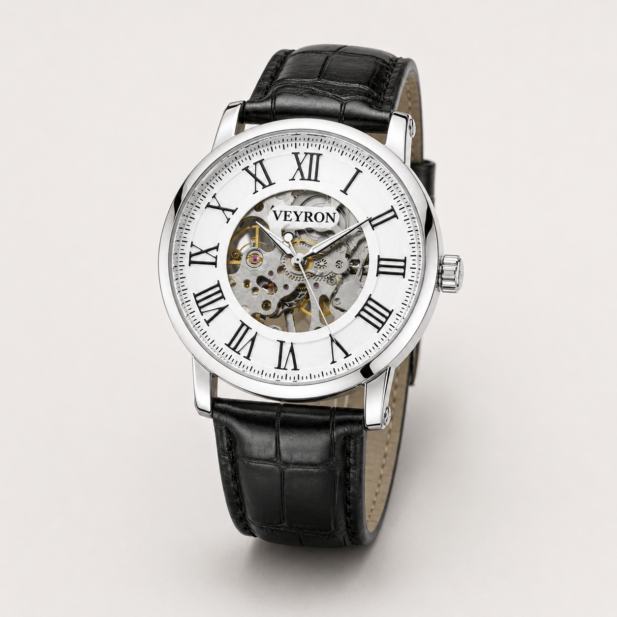 Veyron Aurelian skeleton automatic watch – front dial view