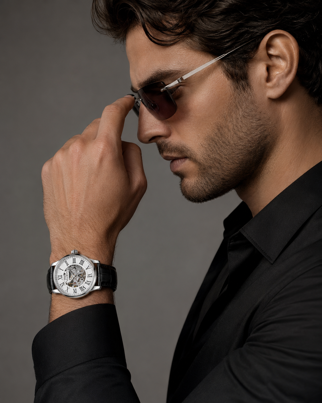 Veyron Aurelian skeleton automatic watch – lifestyle shot