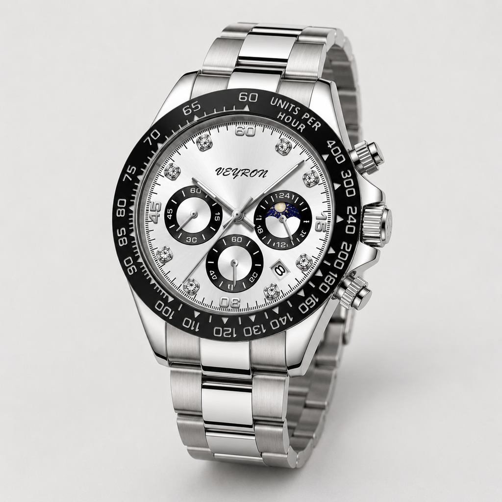 VEY 004 — front view, chronograph dial