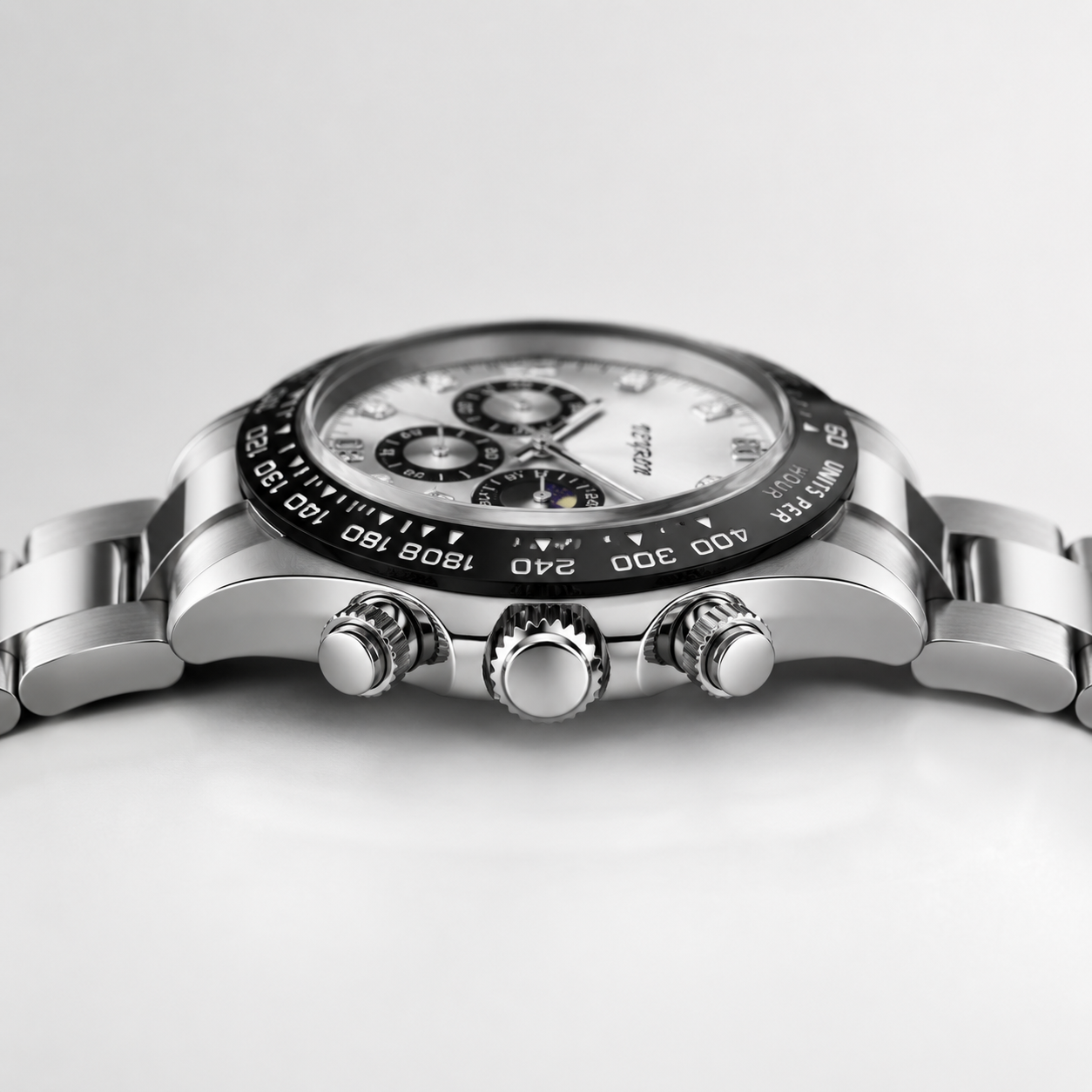 VEY 004 — crown and pusher detail