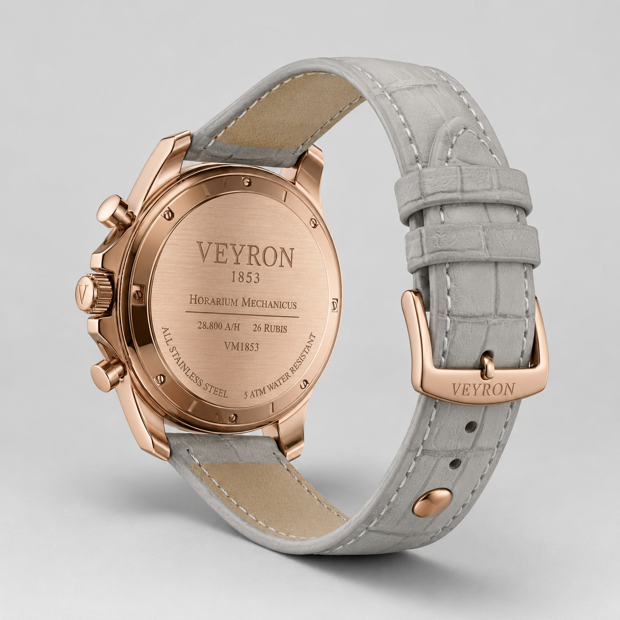 Veyron Clovis luxury watch – caseback view