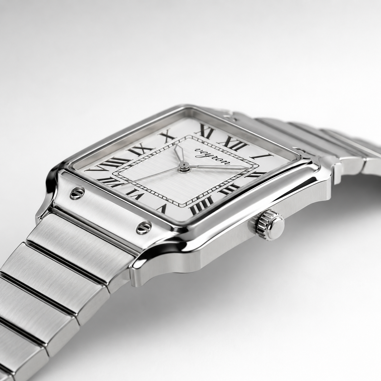 VEY 006 — crown detail, brushed steel