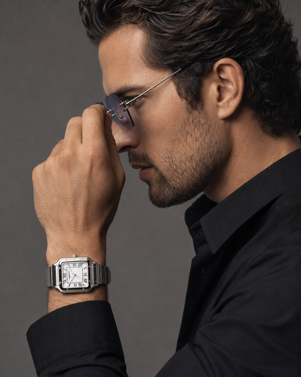 VEY 006 — lifestyle, men's square watch on wrist
