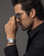 VEY 006 — lifestyle, men's square watch on wrist