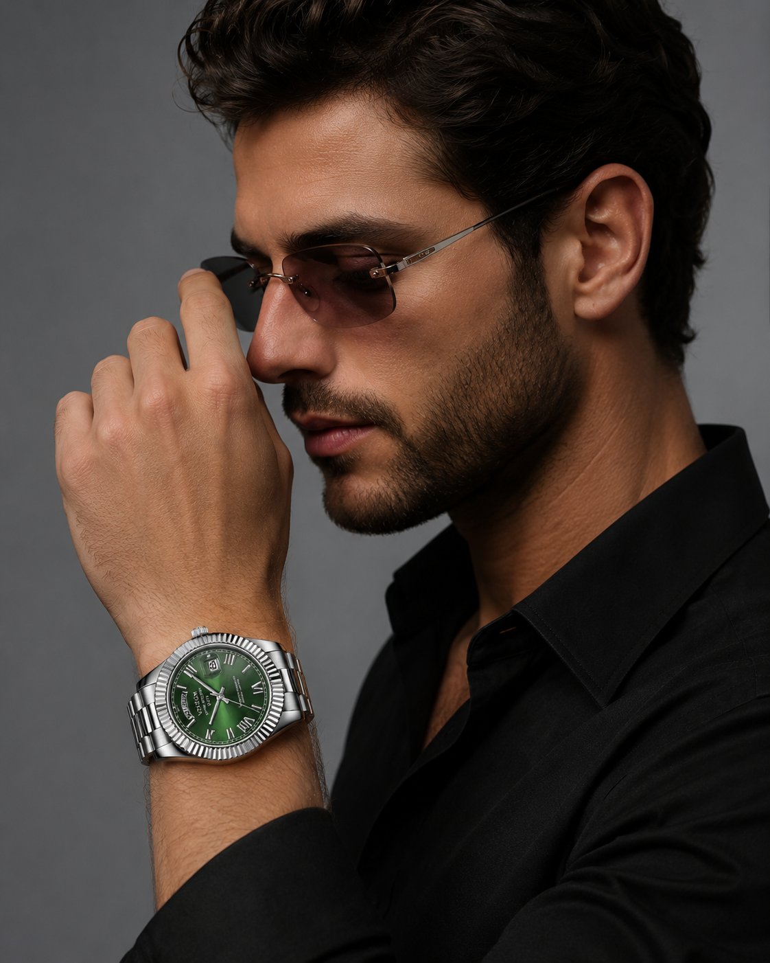 VEY 005 — lifestyle, gold-tone watch on wrist
